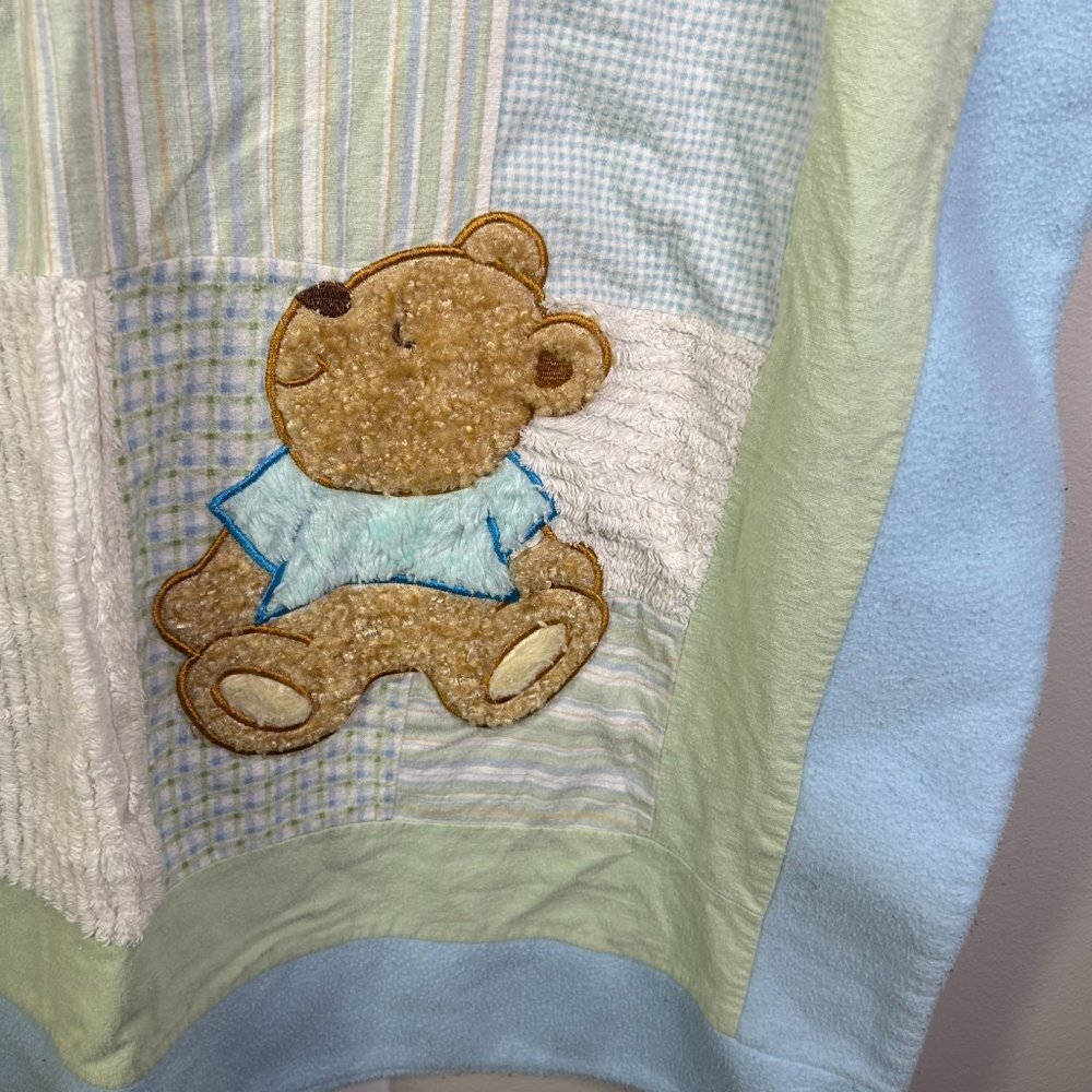 Bear Baby Blanket Blue/Green Size 41"x32" - Picture 4 of 6